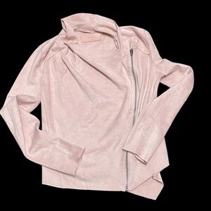 Blank NYC Faux Suede Drape Jacket Moto Cowl Next - Light Rose Size XS